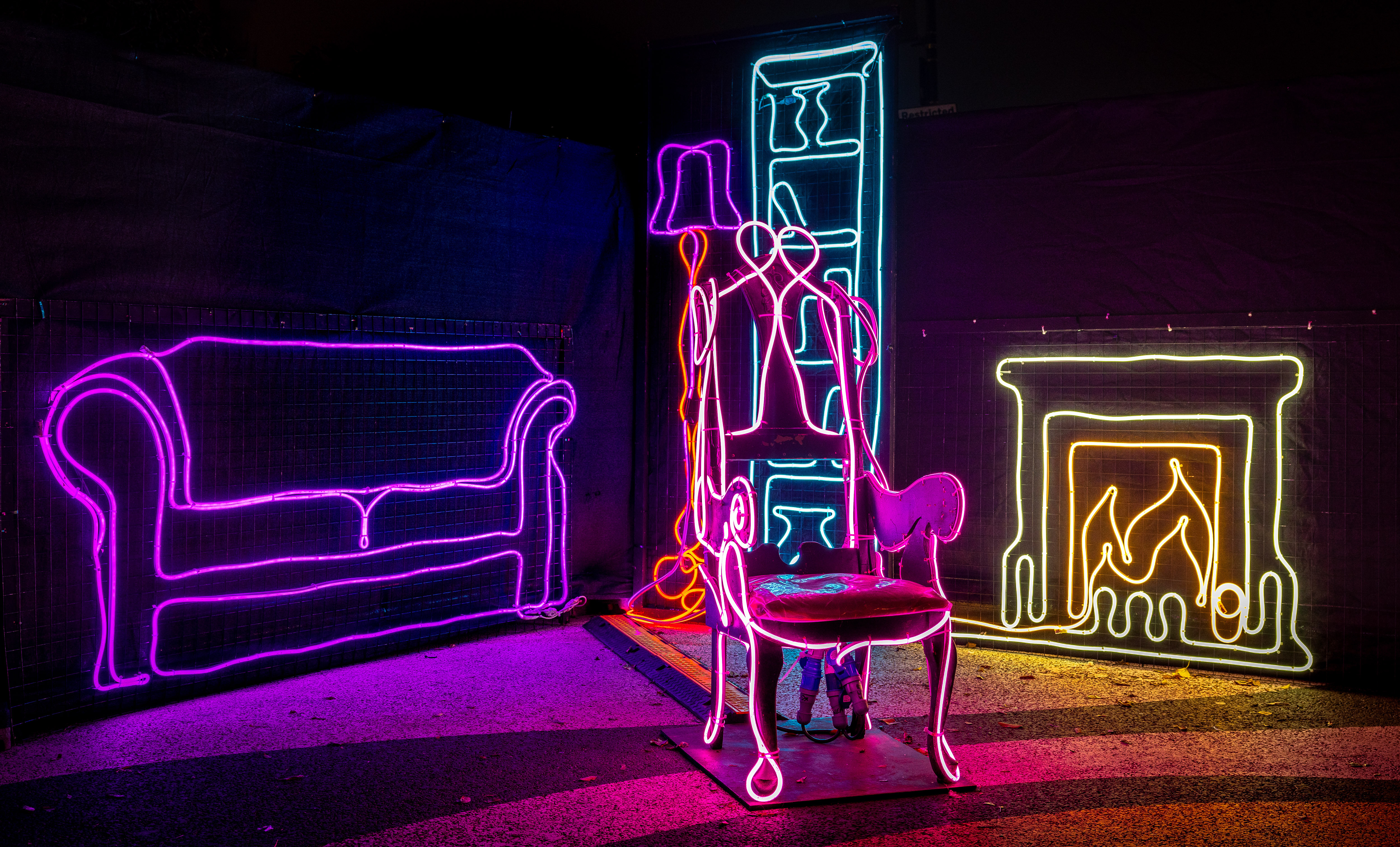 neon lit room