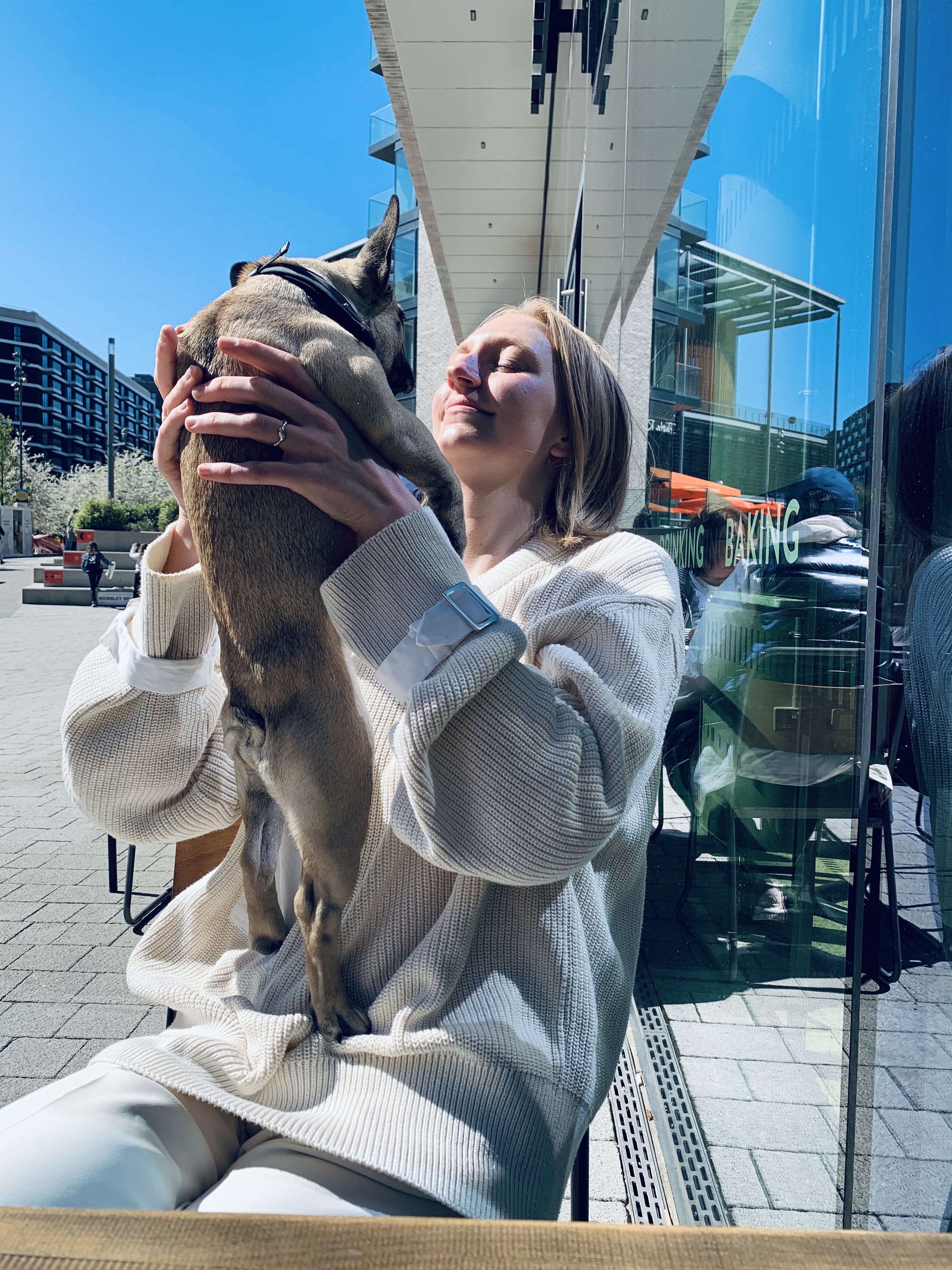 Emily and her dog enjoying the great outdoors