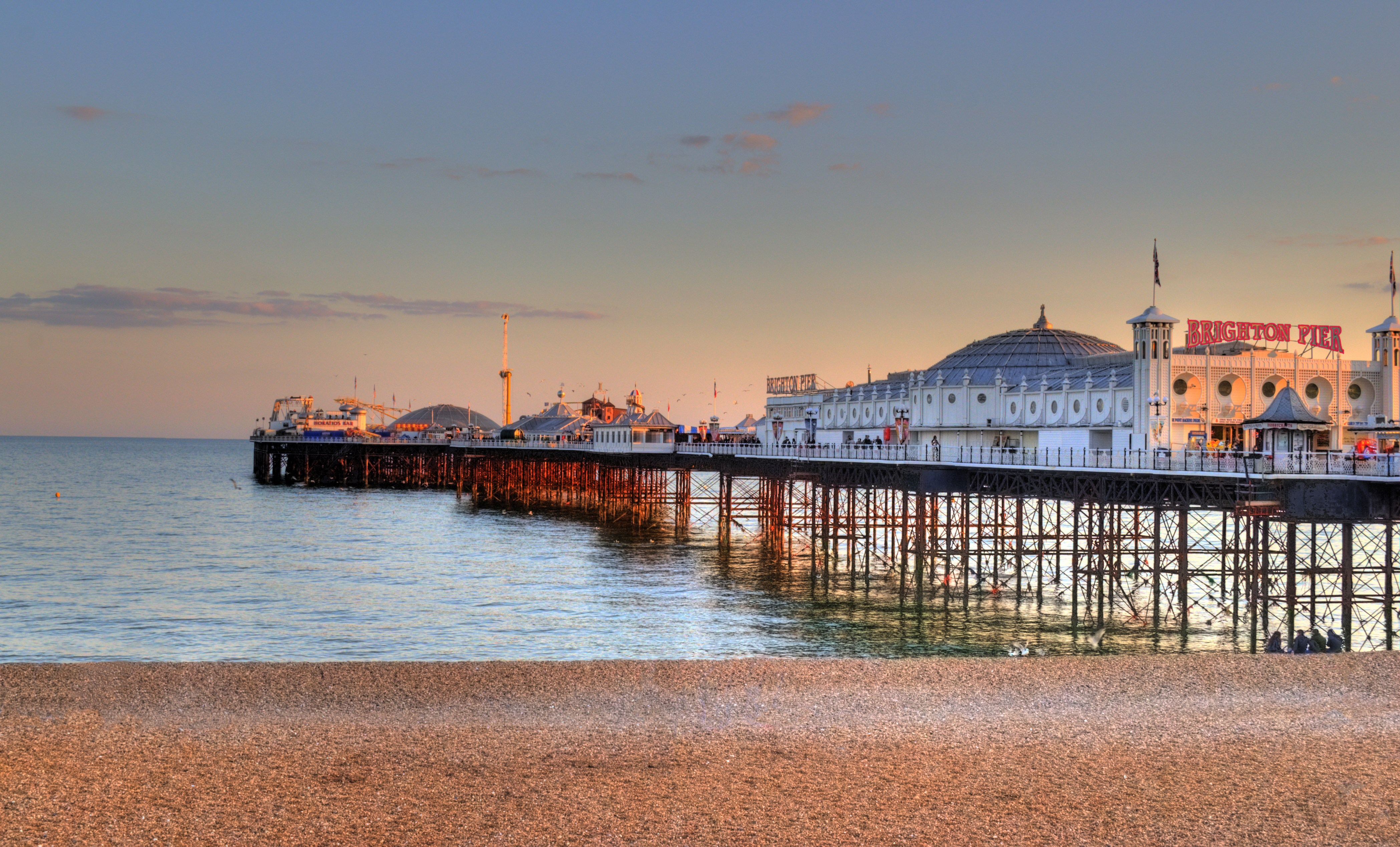 brighton beach during sunset