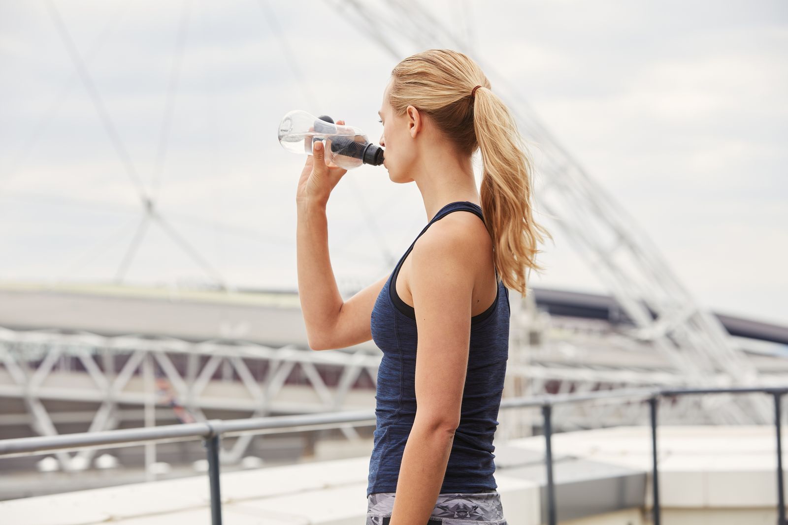 fitness woman on roof terrace