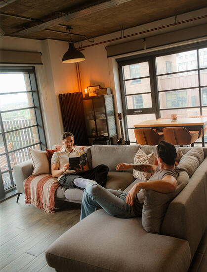 a couple in their lounge room