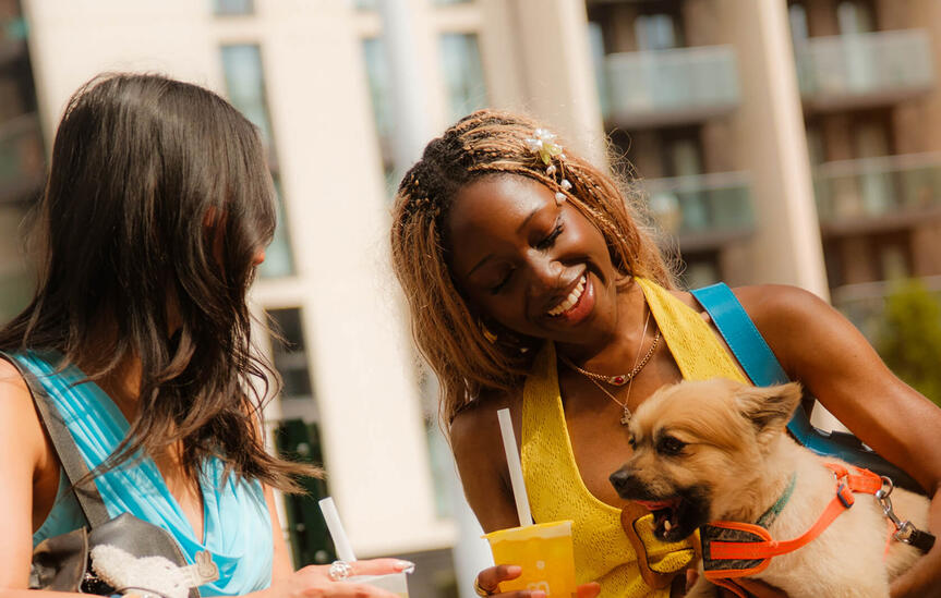 friends socialising outside