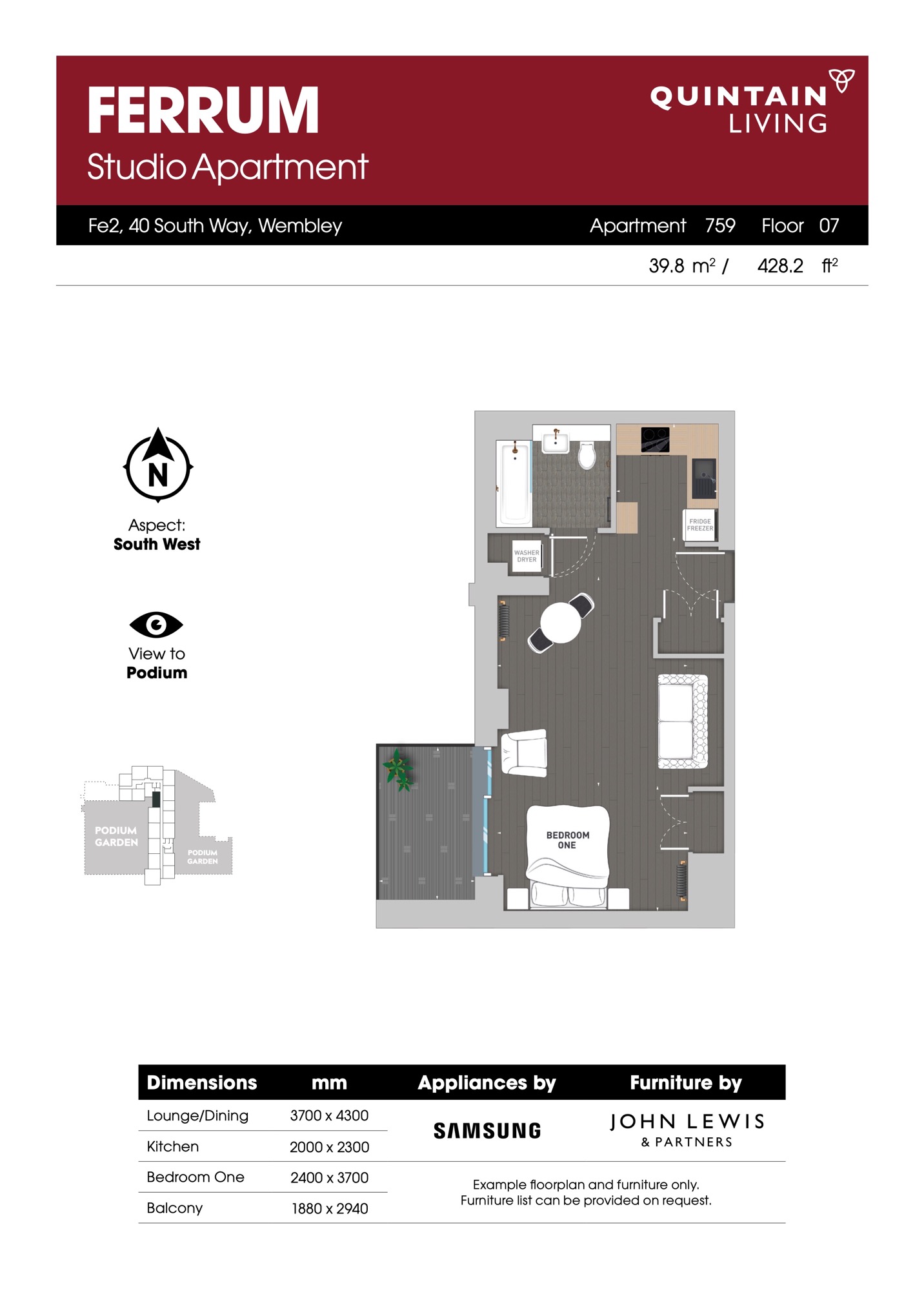 Rent an apartment in Wembley at Ferrum Quintain Living